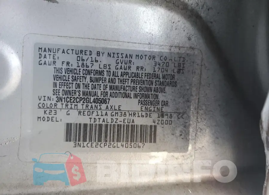 3N1CE2CP2GL405067 Photo# 14