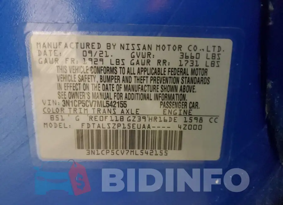 3N1CP5CV7ML542155 Photo# 13
