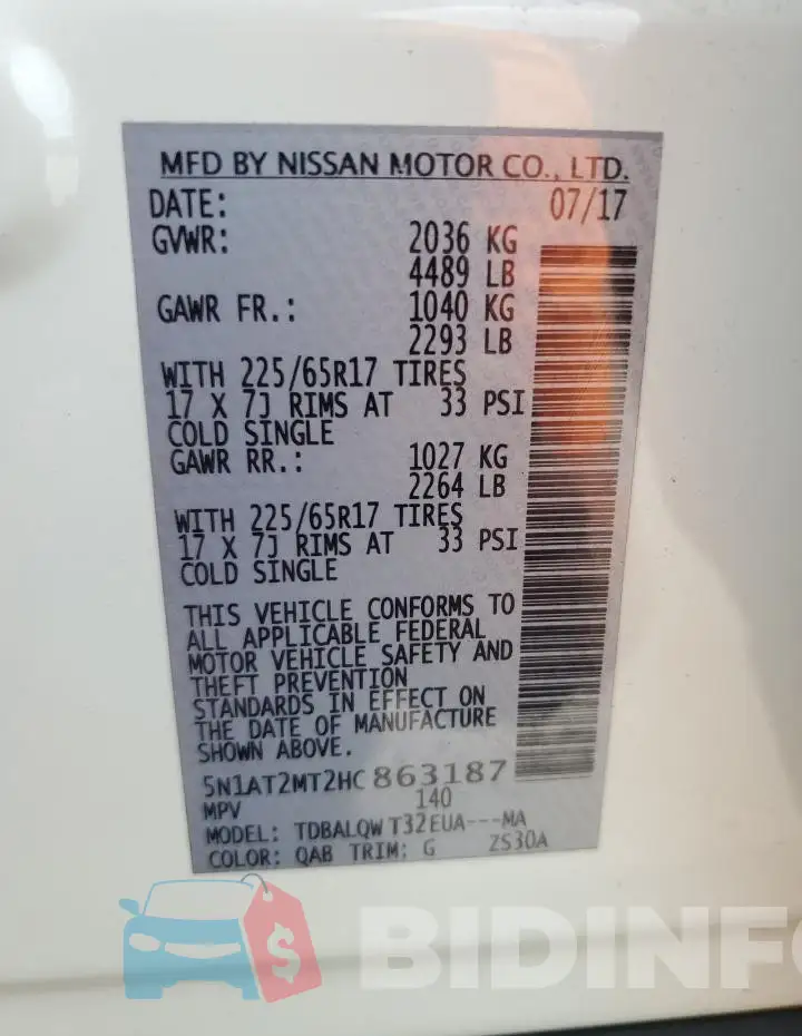 5N1AT2MT2HC863187 Photo# 13
