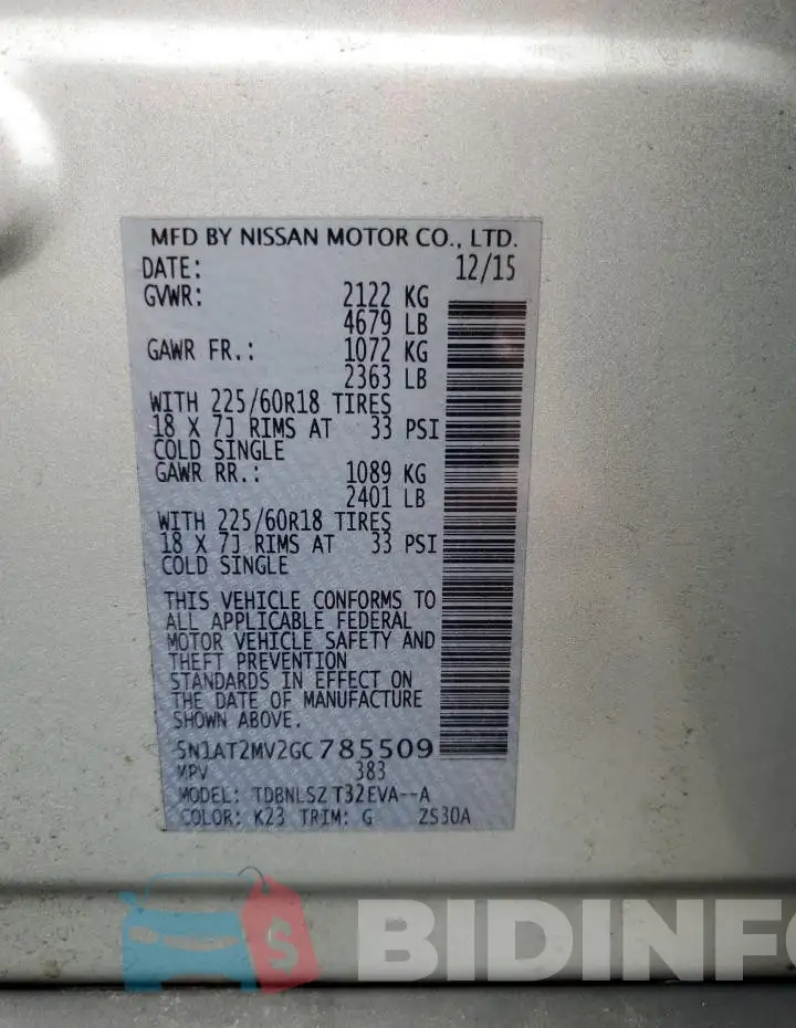 5N1AT2MV2GC785509 Photo# 14