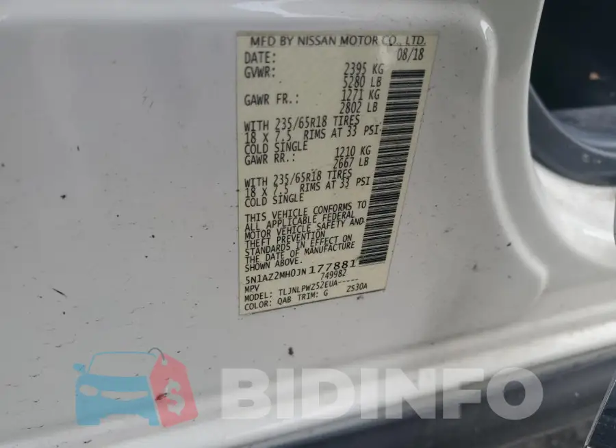 5N1AZ2MH0JN177881 Photo# 13