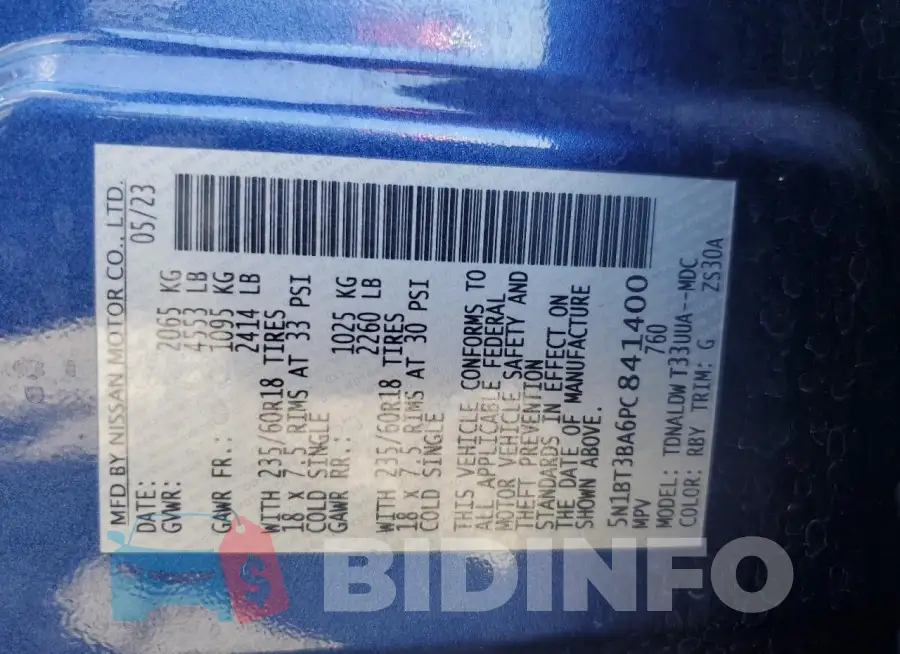 5N1BT3BA6PC841400 Photo# 13