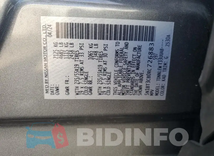 5N1BT3CB0RC726883 Photo# 13