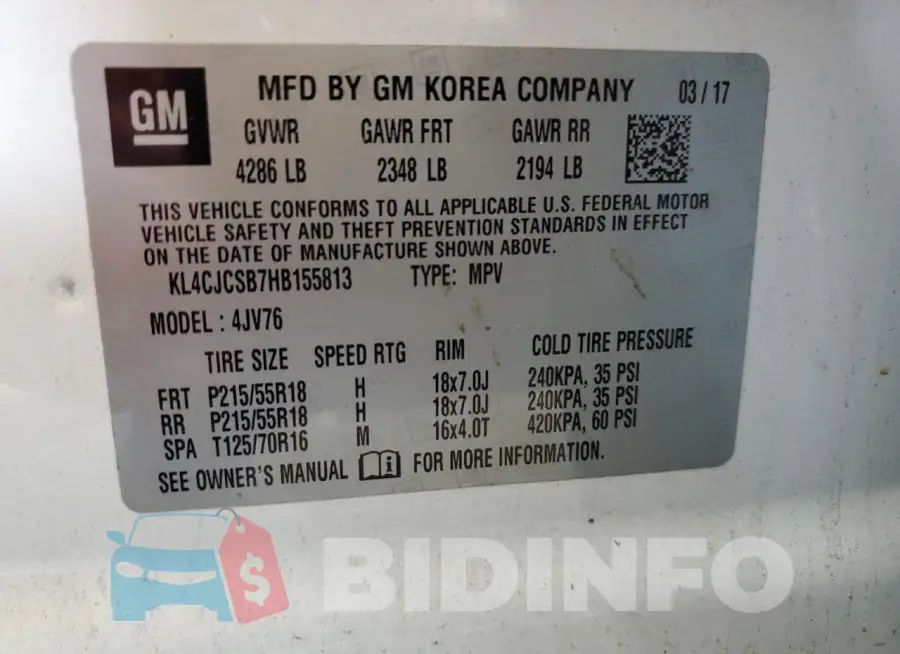KL4CJCSB7HB155813 Photo# 14