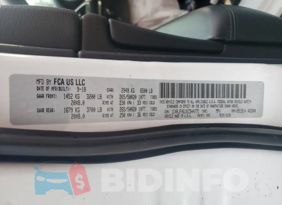 1C4RJFAG1KC544771 Photo# 13