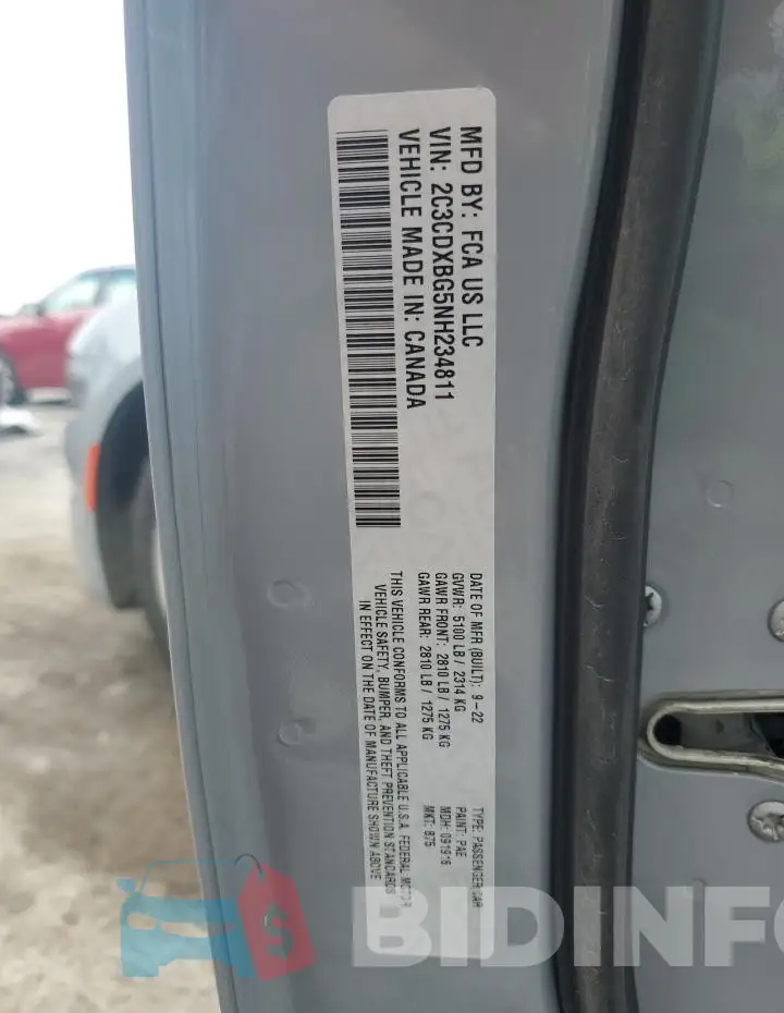 2C3CDXBG5NH234811 Photo# 12