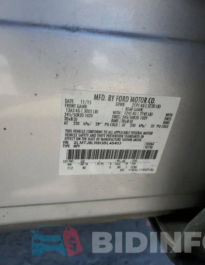 2LMTJ8LR8GBL45403 Photo# 12