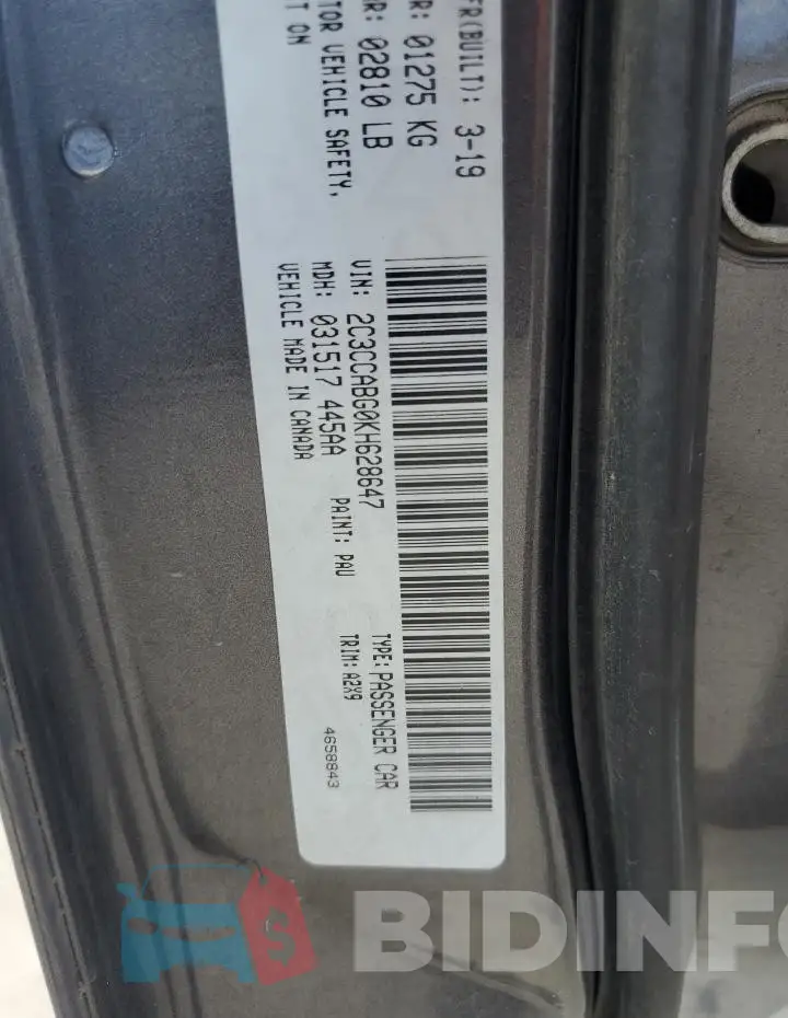 2C3CCABG0KH628647 Photo# 13