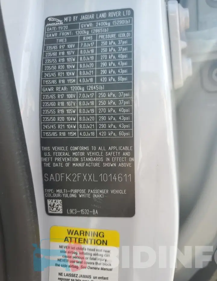 SADFK2FXXL1014611 Photo# 13