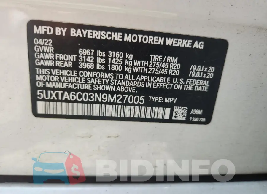 5UXTA6C03N9M27005 Photo# 12