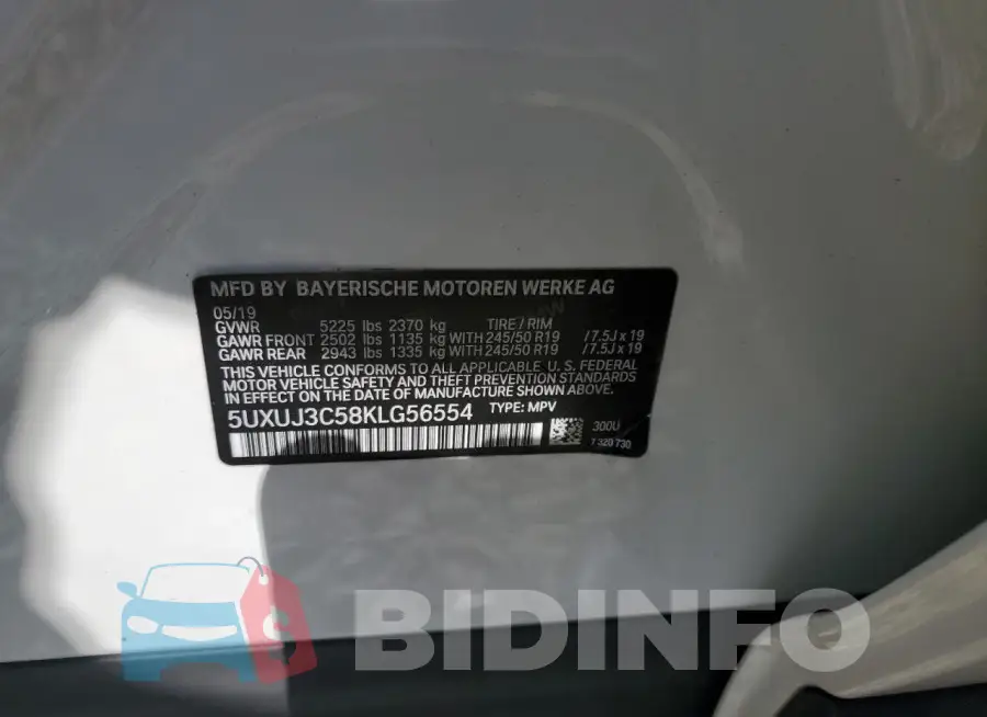 5UXUJ3C58KLG56554 Photo# 13