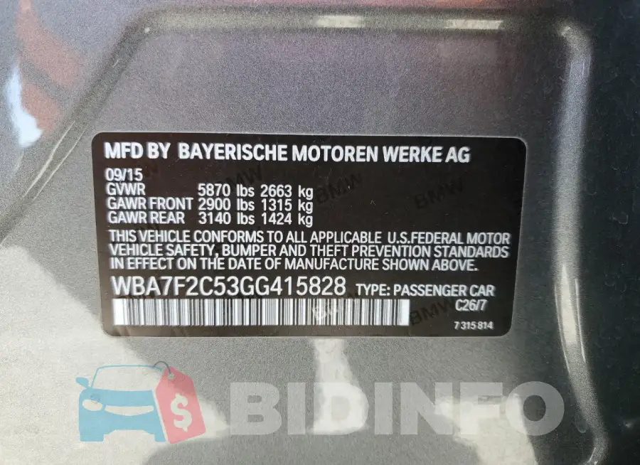 WBA7F2C53GG415828 Photo# 13