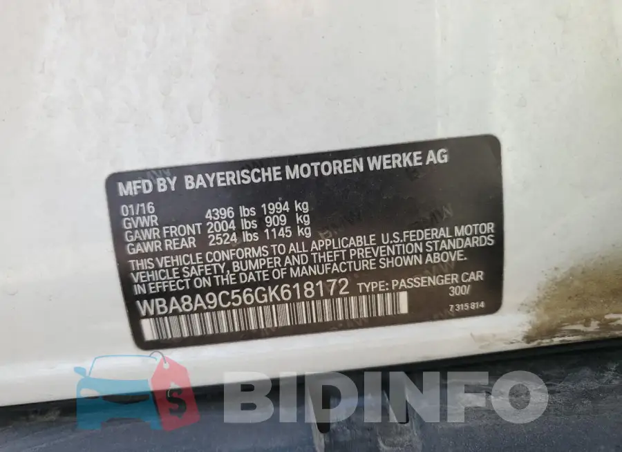 WBA8A9C56GK618172 Photo# 13