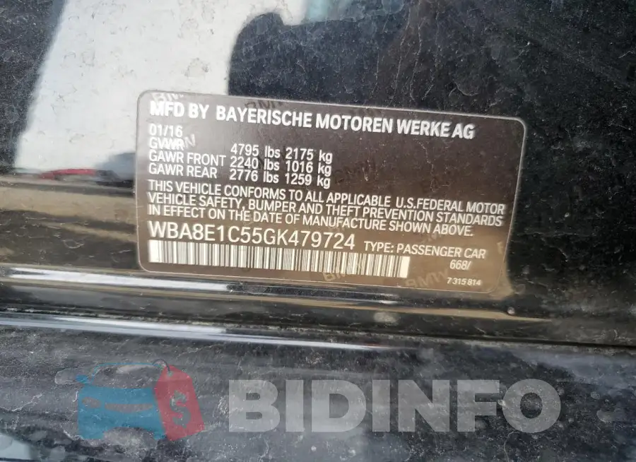 WBA8E1C55GK479724 Photo# 13