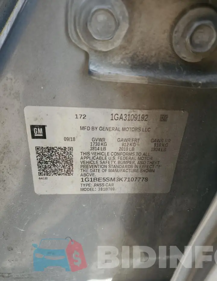 1G1BE5SM3K7107778 Photo# 12