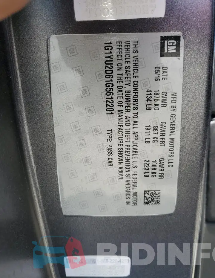 1G1YU2D61G5612201 Photo# 12