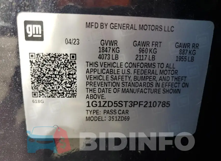 1G1ZD5ST3PF210785 Photo# 12