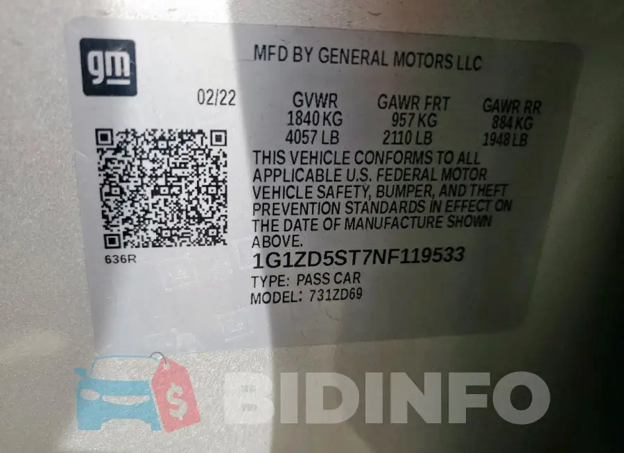 1G1ZD5ST7NF119533 Photo# 13
