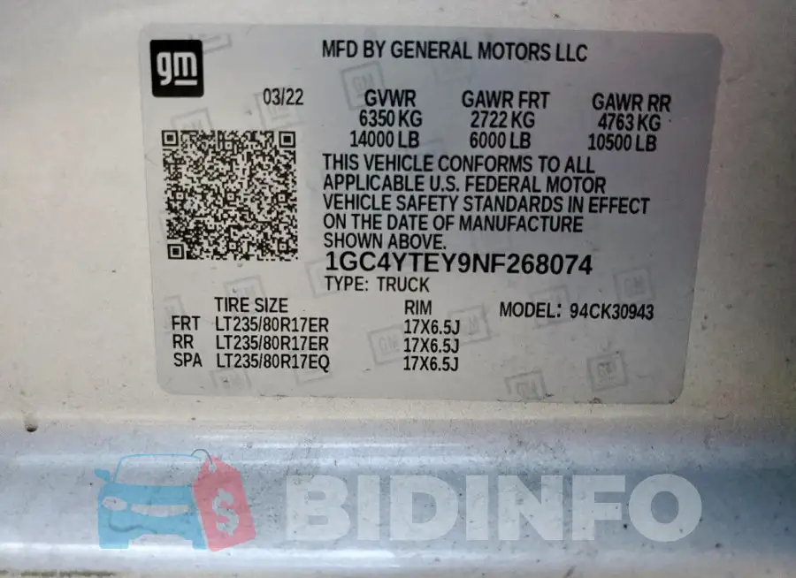 1GC4YTEY9NF268074 Photo# 12