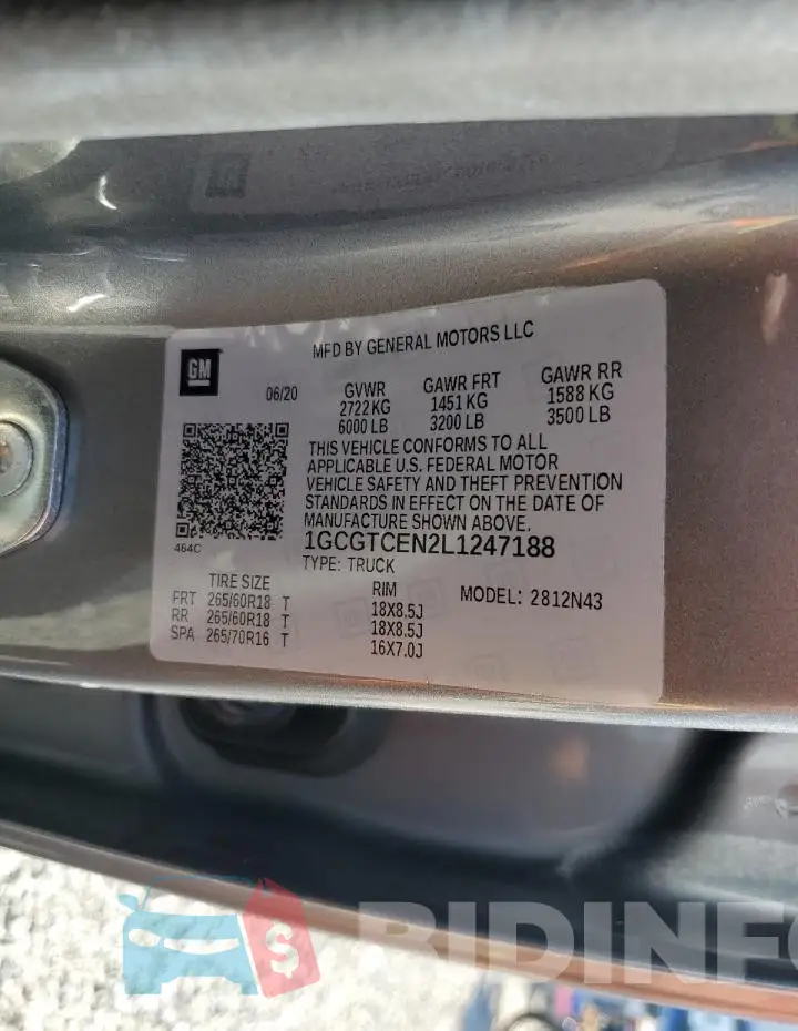1GCGTCEN2L1247188 Photo# 12
