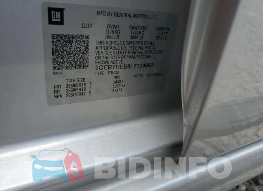 1GCRYDED8LZ174692 Photo# 12
