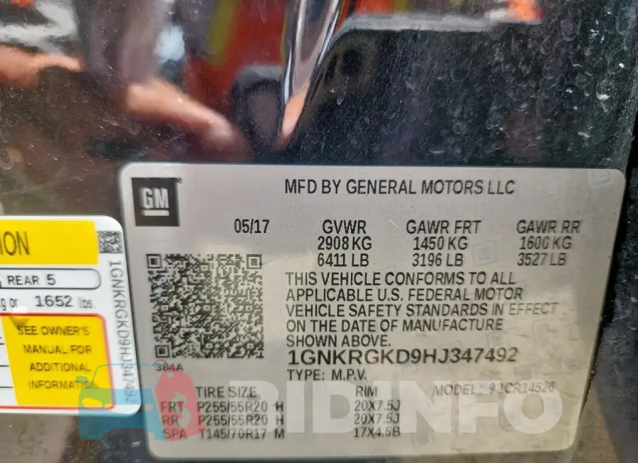 1GNKRGKD9HJ347492 Photo# 13
