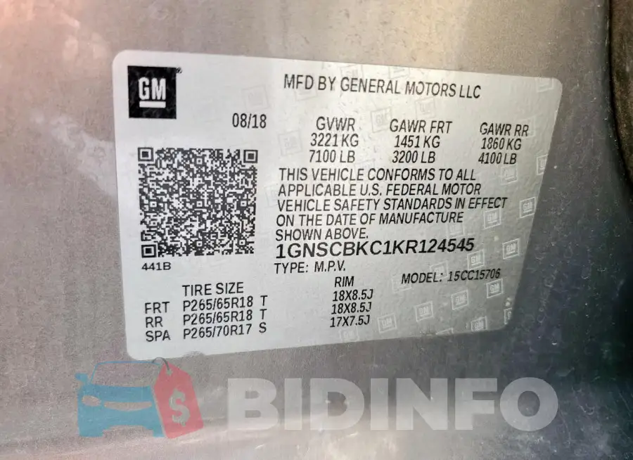 1GNSCBKC1KR124545 Photo# 13