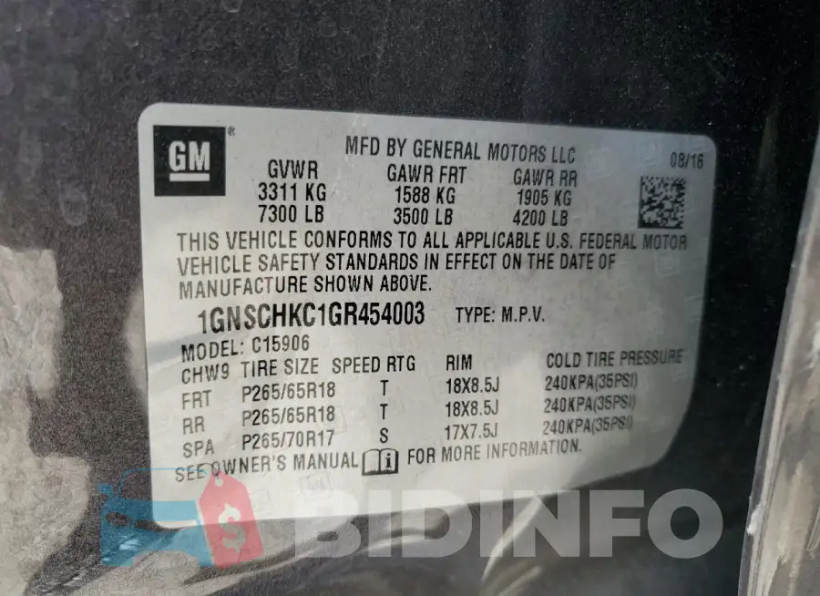 1GNSCHKC1GR454003 Photo# 13