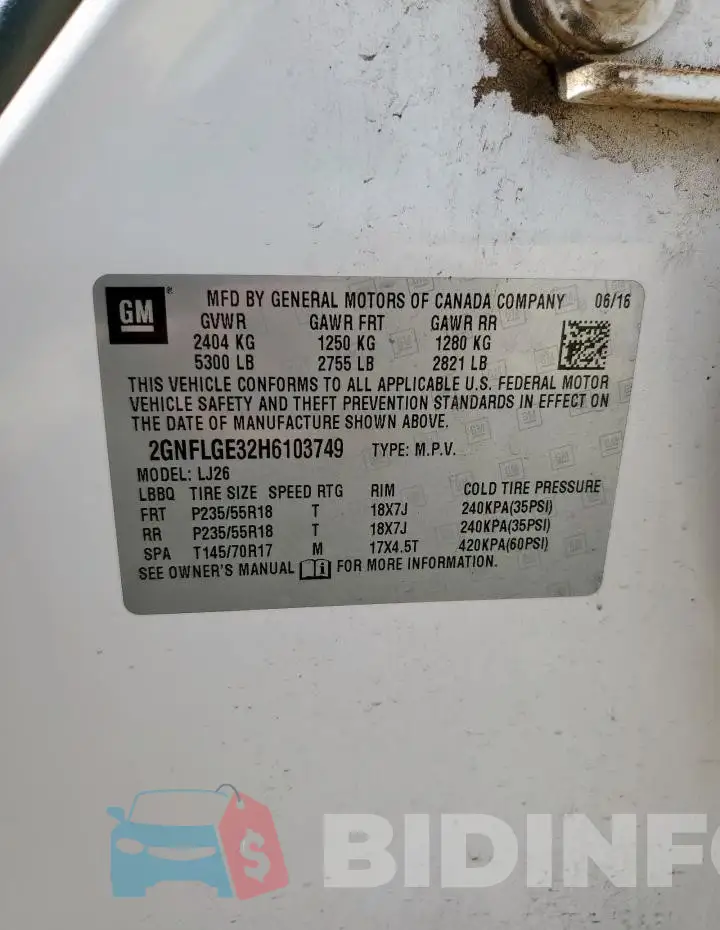 2GNFLGE32H6103749 Photo# 14