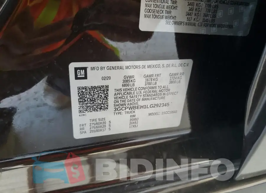 3GCPWBEH1LG292345 Photo# 12