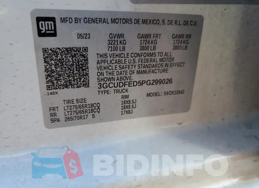 3GCUDFED5PG299026 Photo# 13
