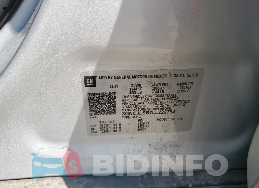 3GNCJLSB7LL222754 Photo# 12