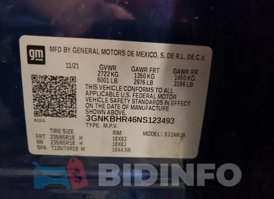 3GNKBHR46NS123493 Photo# 13