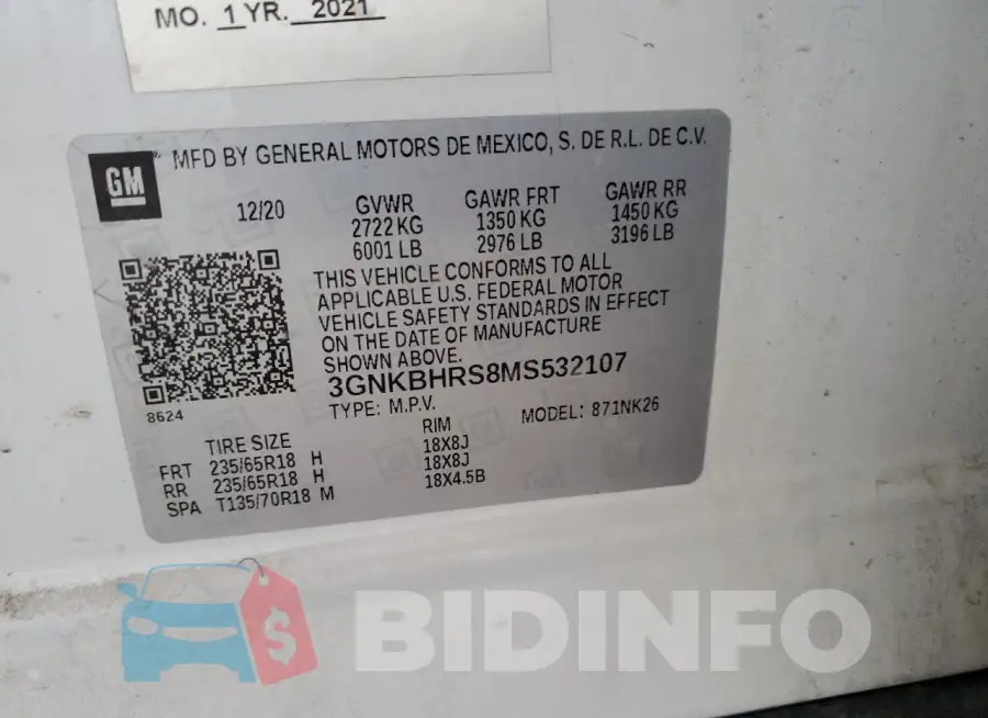 3GNKBHRS8MS532107 Photo# 13