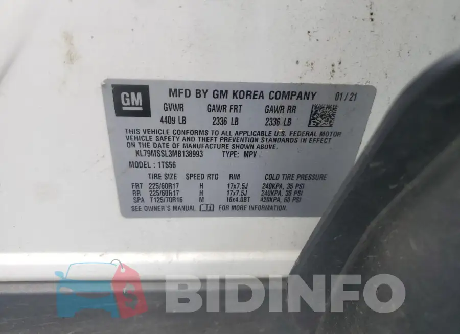 KL79MSSL3MB138993 Photo# 13