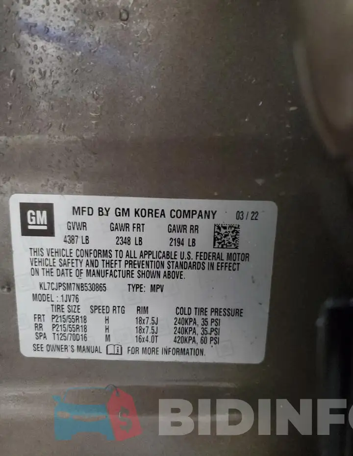 KL7CJPSM7NB530865 Photo# 13