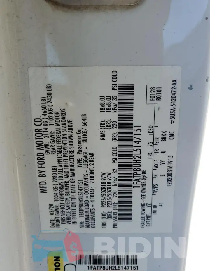 1FATP8UH2L5147151 Photo# 12