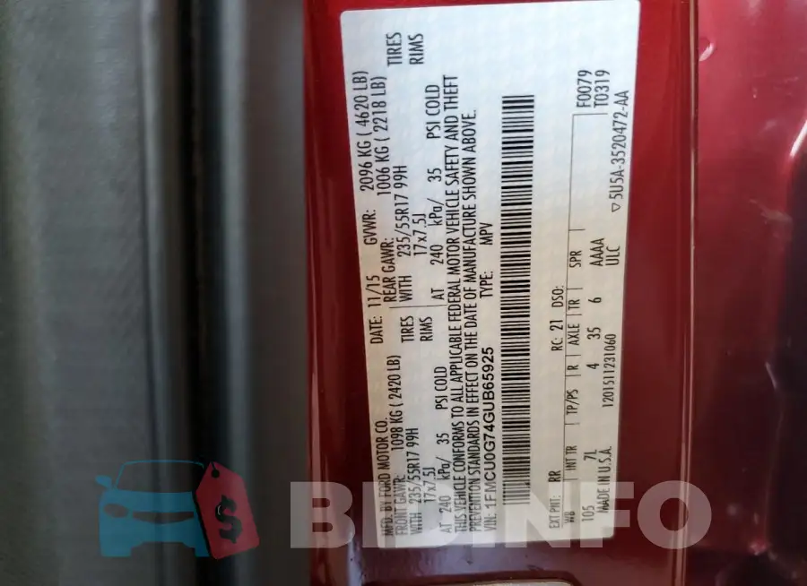1FMCU0G74GUB65925 Photo# 13