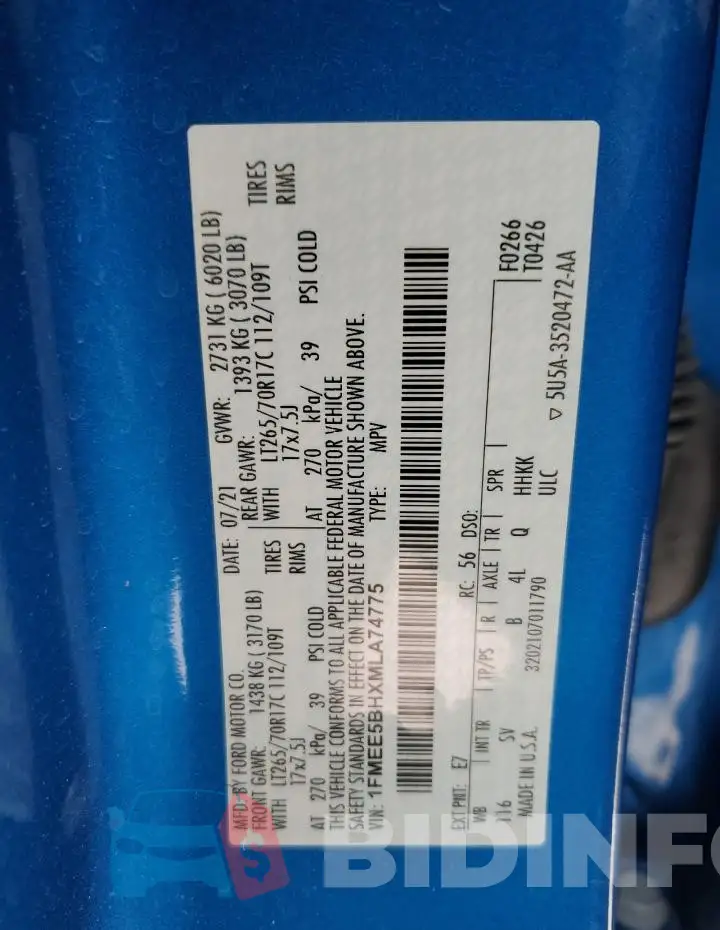 1FMEE5BHXMLA74775 Photo# 12