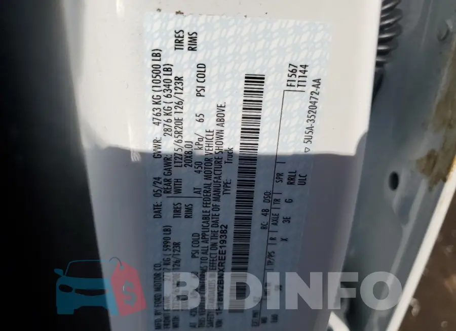 1FT8W2BNXREE19382 Photo# 12