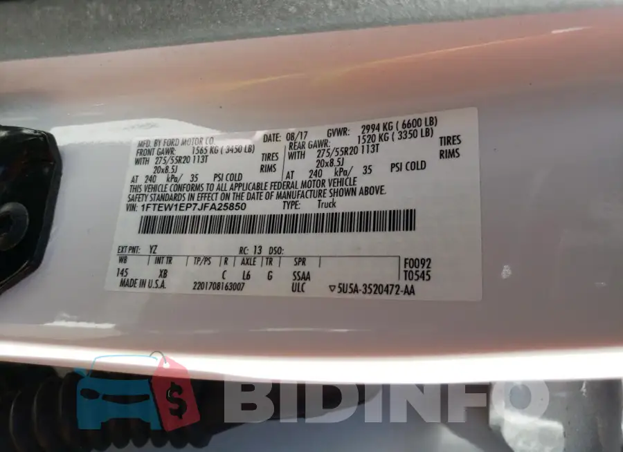 1FTEW1EP7JFA25850 Photo# 12