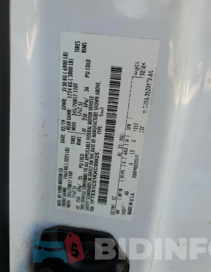 1FTEX1C51KKC99925 Photo# 12