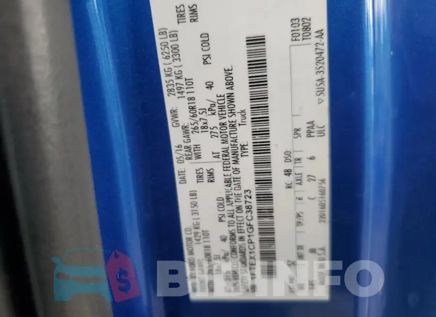 1FTEX1CP1GFC38723 Photo# 12