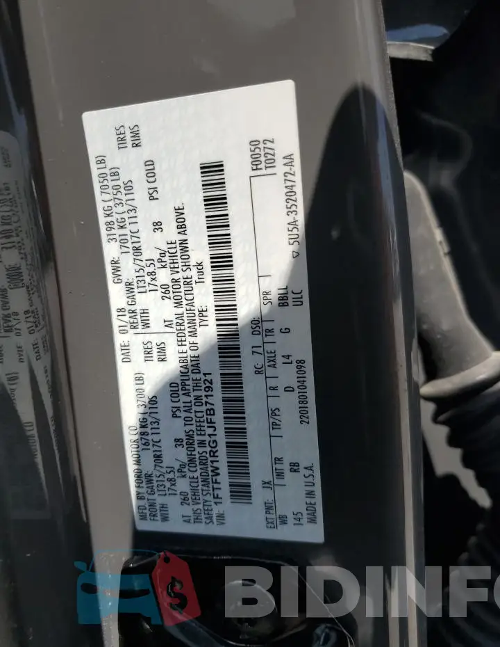 1FTFW1RG1JFB71921 Photo# 12