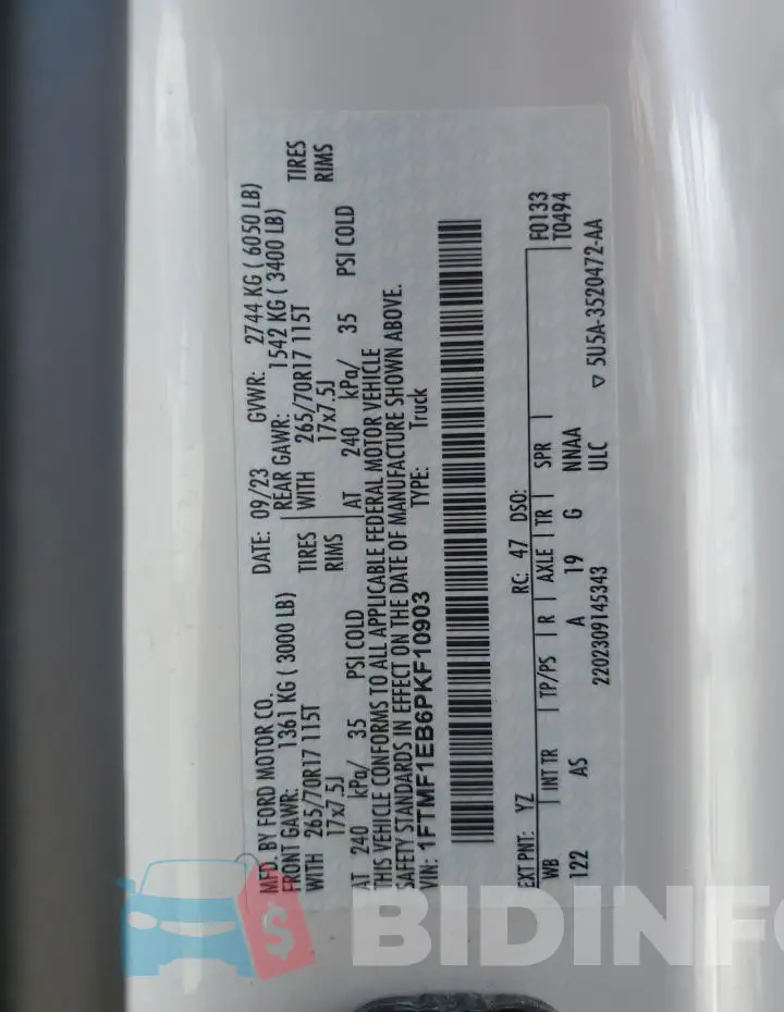 1FTMF1EB6PKF10903 Photo# 13