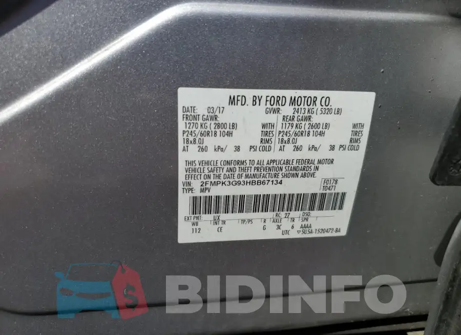 2FMPK3G93HBB67134 Photo# 13