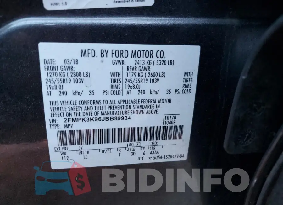 2FMPK3K96JBB89934 Photo# 12