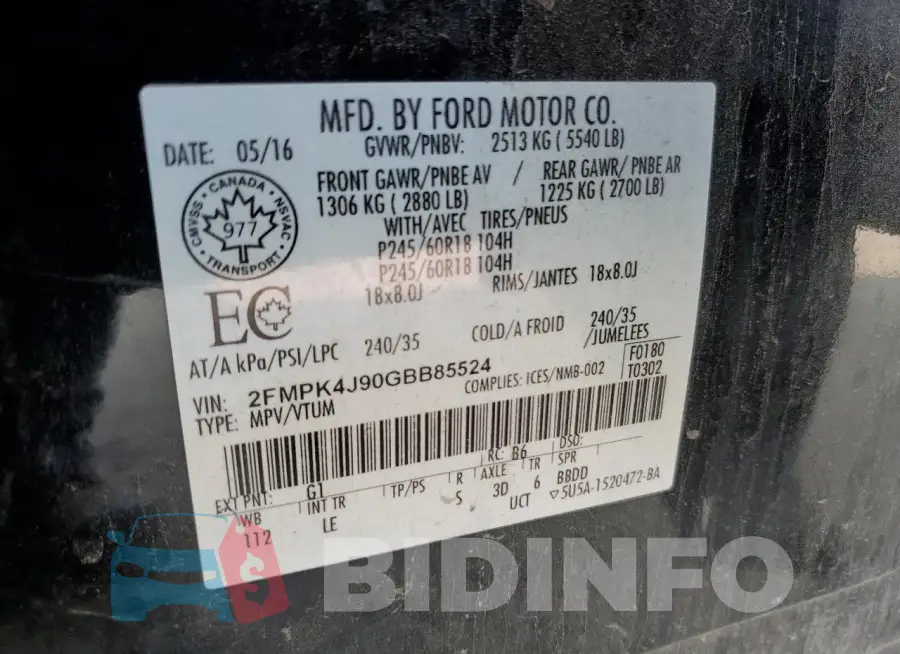 2FMPK4J90GBB85524 Photo# 13