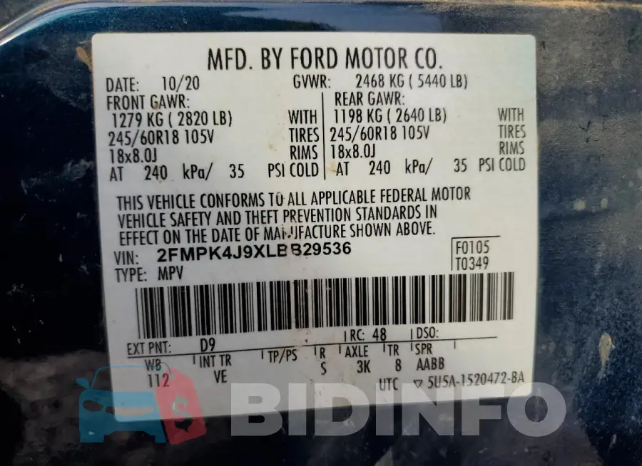 2FMPK4J9XLBB29536 Photo# 13