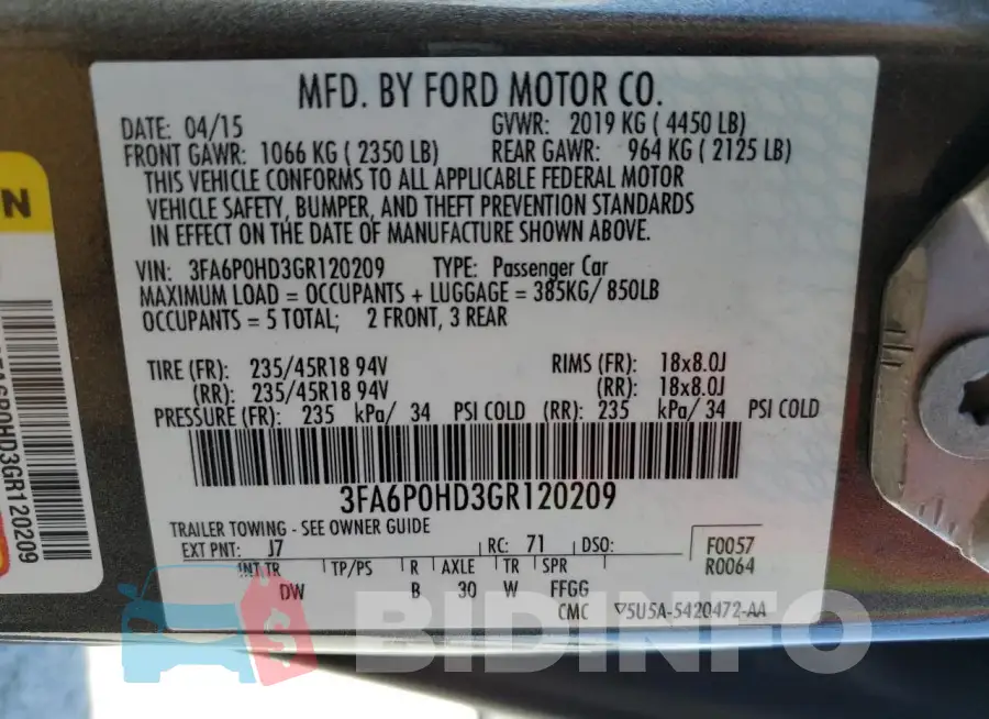 3FA6P0HD3GR120209 Photo# 12